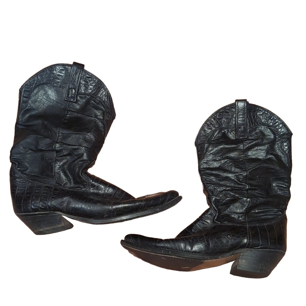 Dingo Western Cowboy Boots Men's Black Leather Made in USA Size 8.5 D